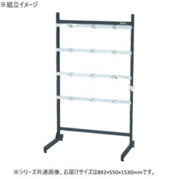 サカエ ラックシステム フックハンガータイプ固定式 892×550×1530mm フック12個付 PLS-15200D 【北海道・沖縄・離島配送不可】