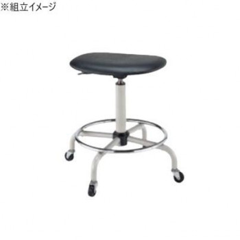 サカエ 作業用ワークチェアー キャスター付 背もたれ無し 390×380×534mm S3C-BKN 【北海道・沖縄・離島配送不可】