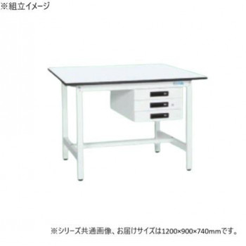 サカエ 軽量作業台KAタイプ キャビネット3段付 抗菌加工 1200×900×740mm KA-129CMW 【北海道・沖縄・離島配送不可】