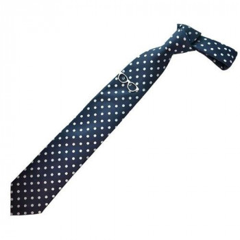 SWANK(スワンク) タイバー＆ネクタイセット07(眼鏡白・ネクタイ紺) NT07 【北海道・沖縄・離島配送不可】