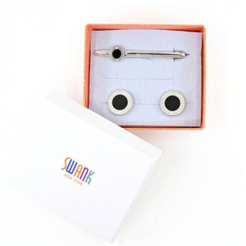 SWANK(スワンク) オニキスのカフス＆タイバーセット CT003 【北海道・沖縄・離島配送不可】