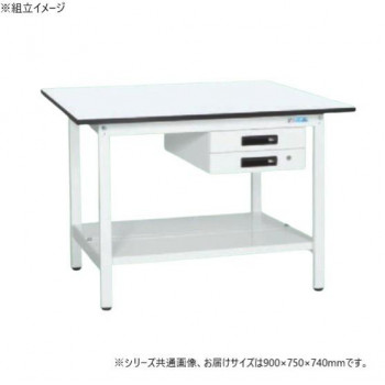 サカエ 軽量作業台KAタイプ 抗菌加工 キャビネット2段付 中板付 900×750×740mm KA-097BTMW 【北海道・沖縄・離島配送不可】 44,940円