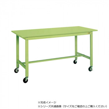 サカエ 軽量作業台 抗菌加工 キャスター付 スチール天板 グリーン 1200×600×900mm KH-48SB 【北海道・沖縄・離島配送不可】