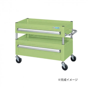 サカエ CSパールワゴン中量タイプ 引出し付 グリーン CSP-7562ACSE 【北海道・沖縄・離島配送不可】