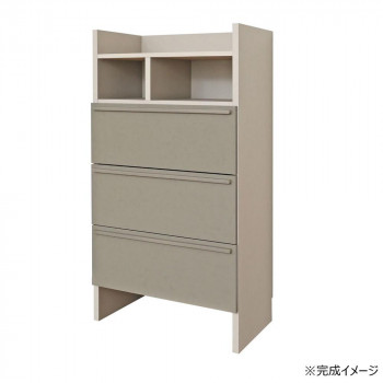 日本製組立家具 ランドリーチェスト 洗面所収納 CO-SE-1265OH ライトグレー×グレー 【北海道・沖縄・離島配送不可】