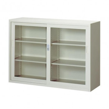 一般書庫/D:400タイプ 4×3型用引違書庫(ガラス戸) 棚板4枚付 ニューグレー COM-N304G 【北海道・沖縄・離島配送不可】