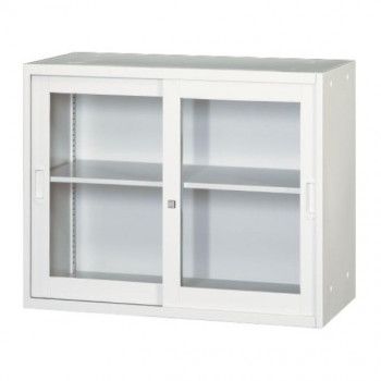 壁面収納家具/D:400・ホワイトタイプ 引違枠付ガラス戸上置専用/ラッチ仕様 H720 棚板1枚付 ALPSホワイト色 COM-UAJR4-W7 【北海道・沖縄・離島配送不可】