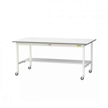 山金工業(YamaTec) SUPC-1890T-WW ワークテーブル150シリーズ 移動式 (H826mm) 1800×900mm (半面棚板付) 【北海道・沖縄・離島配送不可】
