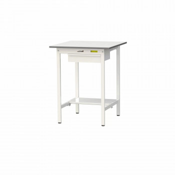 山金工業(YamaTec) SUPH-775UT-WW ワークテーブル150シリーズ 固定式 キャビネット付 (H950mm) 750×750mm (半面棚板付) 【北海道・沖縄・離島配送不可】