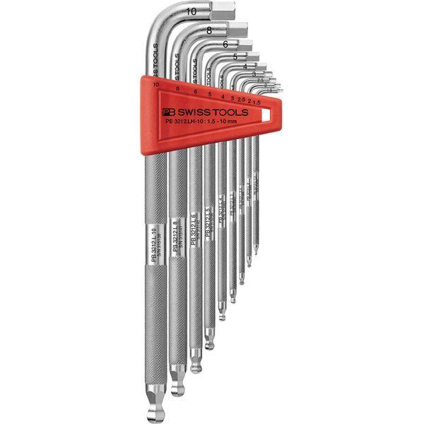 PB SWISS TOOLS ピービースイスツールズ 9本組 ローレット入 ボール付ロング六角レンチセット 紙箱仕様 3212.LH-10CBB 【北海道・沖縄・離島配送不可】