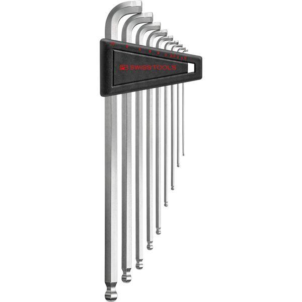 PB SWISS TOOLS ピービースイスツールズ 9本組 マルチアングルタイプ ボール付ロング六角棒レンチセット L型 ホルダー付 パッケージ入 2222.LH-10 【北海道・沖縄・離島配送不可】