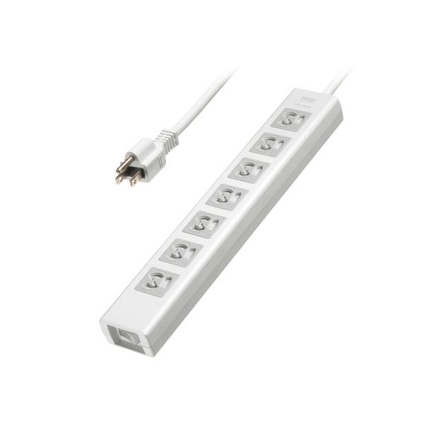サンワサプライ 抜け止めシャッタータップ 3P抜け止め7個口 集中スイッチ 雷ガード 5m ホワイト TAP-F37SH-5Z 【北海道・沖縄・離島配送不可】