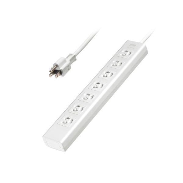 サンワサプライ 抜け止めシャッタータップ 3P抜け止め7個口 雷ガード 5m ホワイト TAP-F37SH-5R 【北海道・沖縄・離島配送不可】