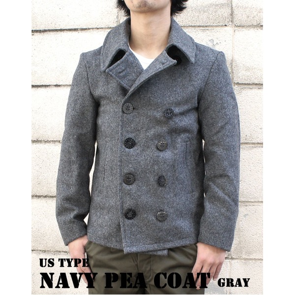 USタイプ海軍 ピーコート JC043YN グレー 36（ S） 〔 レプリカ 〕 【北海道・沖縄・離島配送不可】