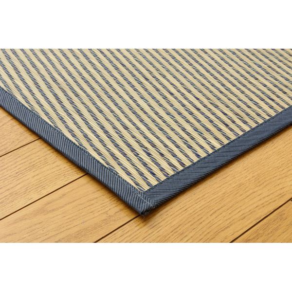い草花ござカーペット 『DXパルコ裏張CP』 ブルー 江戸間6畳（約261×352cm） （裏：不織布） 抗菌＆防臭効果 【北海道・沖縄・離島配送不可】_2