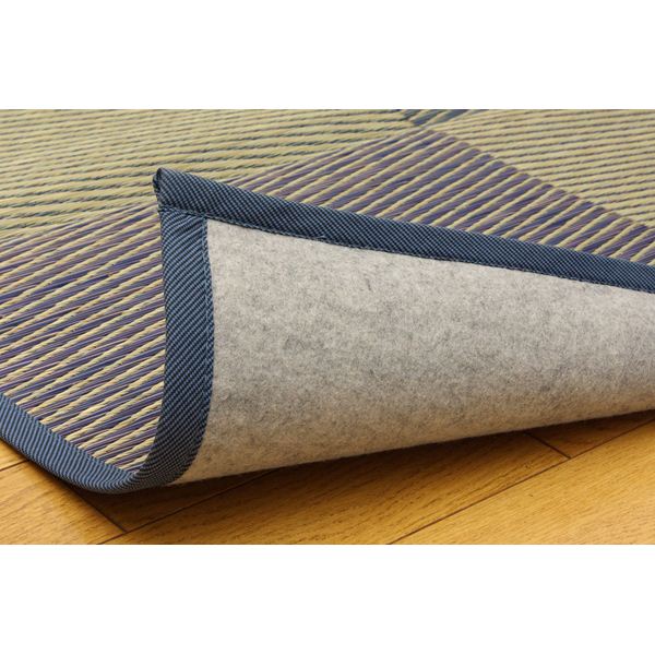 い草花ござカーペット 『DXパルコ裏張CP』 ブルー 江戸間6畳（約261×352cm） （裏：不織布） 抗菌＆防臭効果 【北海道・沖縄・離島配送不可】_3