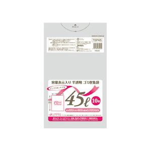 （まとめ）容量表示入りゴミ袋 ピンクリボンモデル 45L 10枚入×60パック