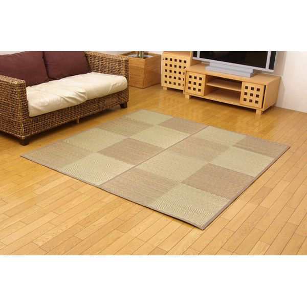 い草花ござカーペット 『DXパルコ裏張CP』 ブラウン 江戸間4.5畳（約261×261cm） （裏：不織布） 抗菌＆防臭効果の通販は