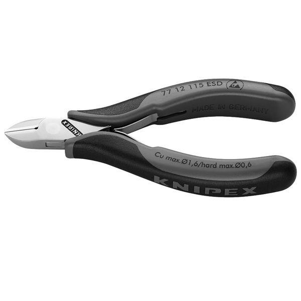 KNIPEX クニペックス エレクトロニクスニッパー プラスチックコーティング サイズ67×16×115mm パック入 7712-115ESDSB 【北海道・沖縄・離島配送不可】
