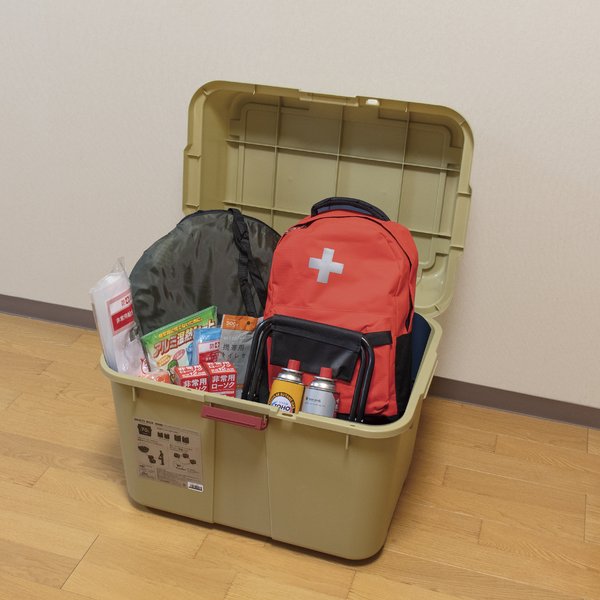 〔2台セット〕 キャリーボックス 70L コヨーテ ローラー付き 宅配BOX用シール付き 日本製 収納ボックス 防災 アウトドア 【北海道・沖縄・離島配送不可】_5