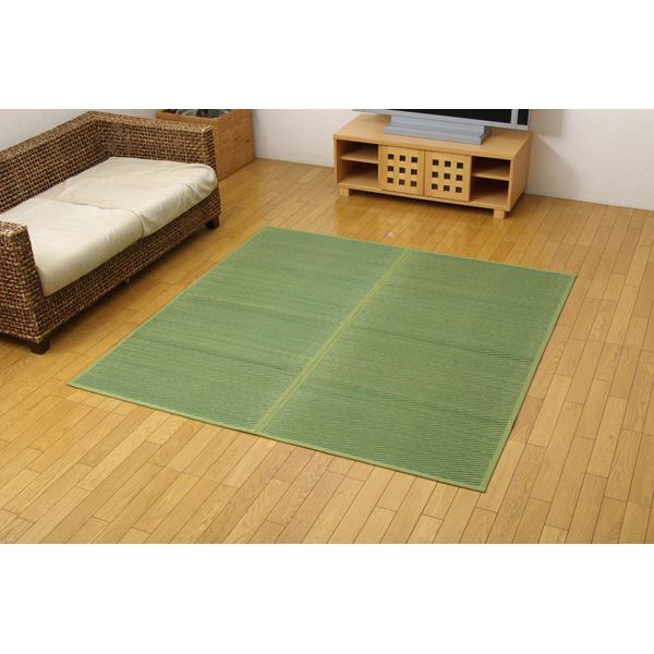 い草花ござ カーペット 『DXクルー』 グリーン 江戸間6畳（約261×352cm） （裏：不織布） 抗菌、防臭効果の通販は 16,383円