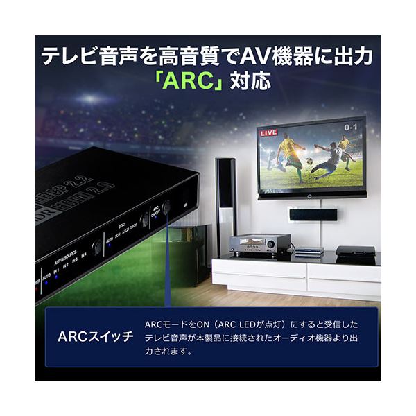 サンワダイレクトHDMI切替器(4K/60Hz HDR対応 4入力1出力 光デジタル 同軸デジタル端子 ARC) 400-SW0331個 【北海道・沖縄・離島配送不可】_5