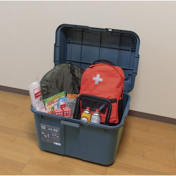 〔2台セット〕 キャリーボックス 70L インディゴ ローラー付き 宅配BOX用シール付き 日本製 収納ボックス 防災 アウトドア 【北海道・沖縄・離島配送不可】_5