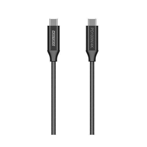 （まとめ） アドテックType-C to C ケーブル （4K・PD100W／10Gbps） 2.0m ブラック APC-V2010CC-4KU3G2-B1本 〔×3セット〕 【北海道・沖縄・離島配送不可】