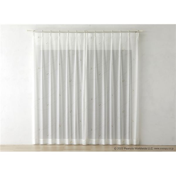 スミノエ PEANUTS レースカーテン ジークレフボイル 約幅100×丈176cm ホワイト 1枚入 日本製の通販は
