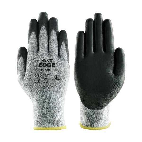 （まとめ） アンセル耐切創手袋 エッジ 48-701 Mサイズ グレー／ブラック 48-701-8 1双 〔×5セット〕の通販は 6,071円