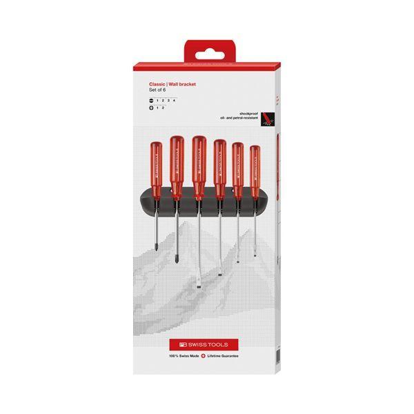 PB SWISS TOOLS ピービースイスツールズ 6本組 クラシックハンドル ドライバーセット（マイナス・プラス） ホルダー付 ペーパーボックス入 244.CBB 【北海道・沖縄・離島配送不可】