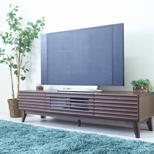 テレビ台 テレビボード 約幅150×奥行42.5×高さ38cm ブラウン ルーバー 脚付き リビング ダイニング インテリア家具 【北海道・沖縄・離島配送不可】