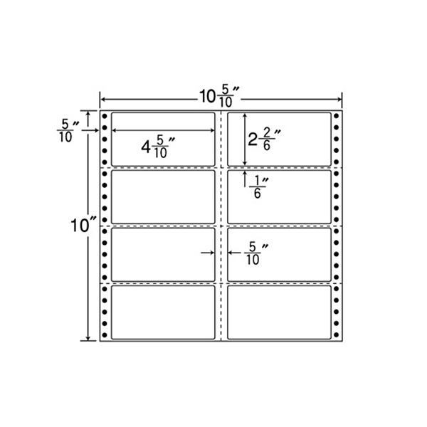 東洋印刷ナナフォーム 連続ラベル Mタイプ 10_5／10×10インチ 8面 114×59mm 横3本縦1本ミシン入 M10C1箱（500折）