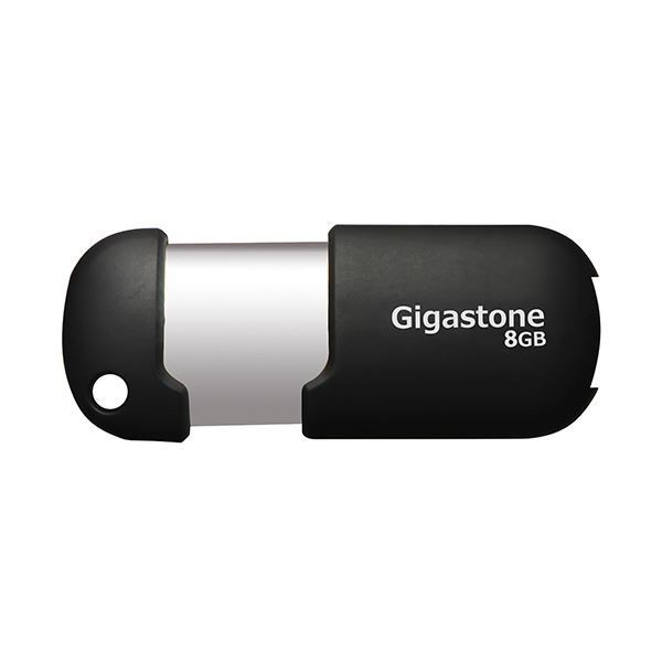 （まとめ） GigastoneUSB2.0フラッシュメモリ スライド式 8GB ブラック／シルバー GJU28GSLJ 1個 〔×5セット〕