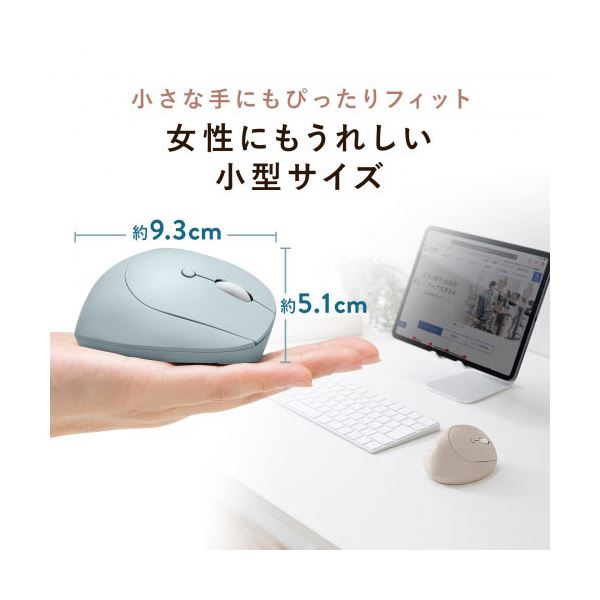 サンワサプライ 静音ワイヤレス コンボ 小型エルゴノミクスマウス 充電式 5ボタン ブルー MA-EWBBS522BL 【北海道・沖縄・離島配送不可】_3