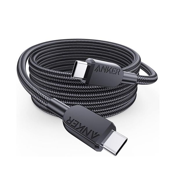 （まとめ） アンカージャパン ANKER USB-C＆USB-C ケーブル（高耐久ナイロン） 1.8m ブラック A81C6011 1本 〔×5セット〕 【北海道・沖縄・離島配送不可】