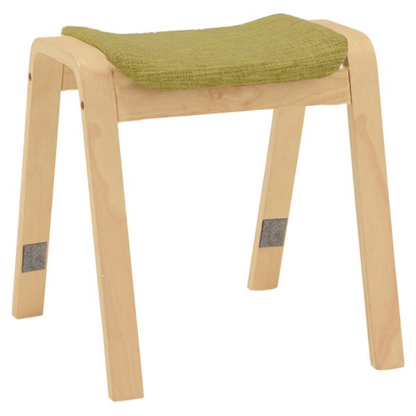 〔2個セット〕 スタッキングスツール 約幅43.5×奥行43.5×高さ45.5cm ナチュラル/グリーン 【北海道・沖縄・離島配送不可】