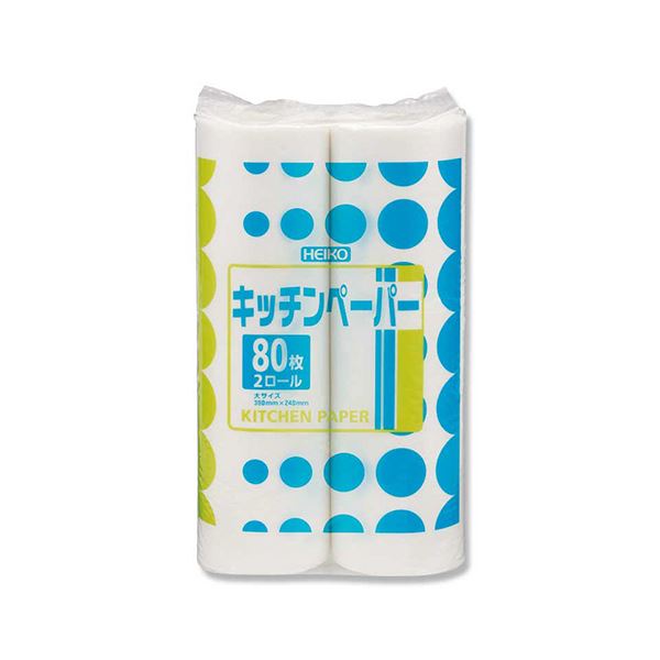 シモジマ HEIKO キッチンペーパー大 80カット/ロール #004711003 1セット(16ロール:2ロール×8パック) 【北海道・沖縄・離島配送不可】