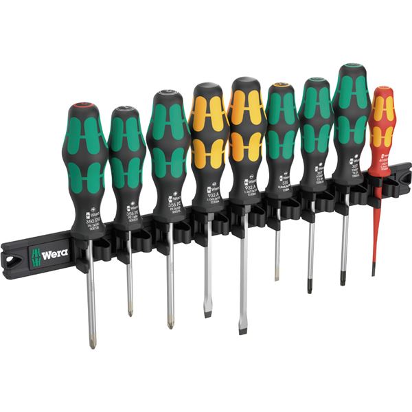WERA ヴェラ 9本組 クラフトフォームハンドル ドライバーセット マグネットレール付き 051012 工具 ツール DIY 作業工具 道具 【北海道・沖縄・離島配送不可】