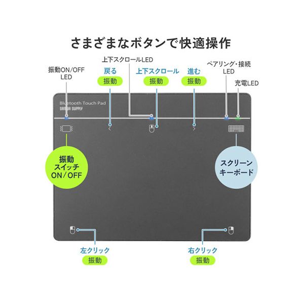 サンワサプライ Bluetoothタッチパッド MA-PB521LGM 【北海道・沖縄・離島配送不可】