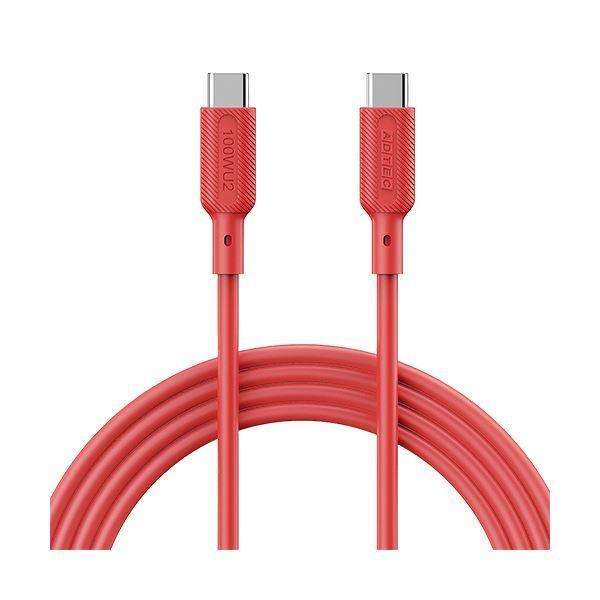 （まとめ） アドテックUSB2.0 Type-C to C ケーブル（100W出力） レッド 1m APC-V1010SCC-U2-RD 1本 〔×5セット〕 【北海道・沖縄・離島配送不可】