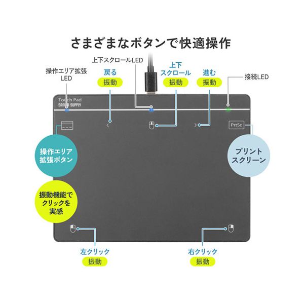 サンワサプライ 有線タッチパッド 大型7インチ スムーズで快適な操作 MA-PY521LGM 【北海道・沖縄・離島配送不可】