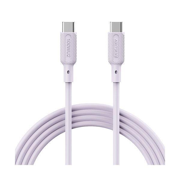 （まとめ） アドテックUSB2.0 Type-C to C ケーブル（100W出力） パープル 1m APC-V1010SCC-U2-PU 1本 〔×5セット〕 【北海道・沖縄・離島配送不可】