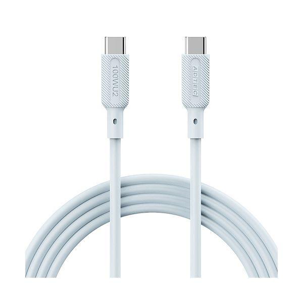 （まとめ） アドテックUSB2.0 Type-C to C ケーブル（100W出力） ブルー 1m APC-V1010SCC-U2-BL 1本 〔×5セット〕 【北海道・沖縄・離島配送不可】