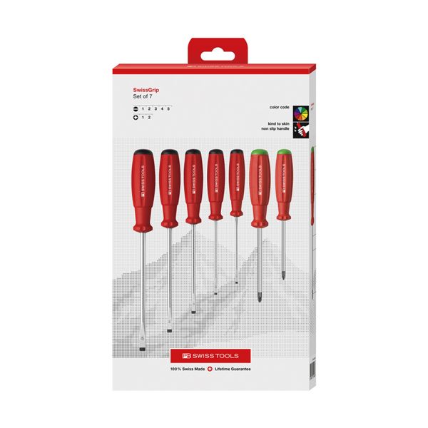 PB SWISS TOOLS ピービースイスツールズ 7本組 スイスグリップ ドライバーセット ペーパーボックス入 8250.PCBB 【北海道・沖縄・離島配送不可】