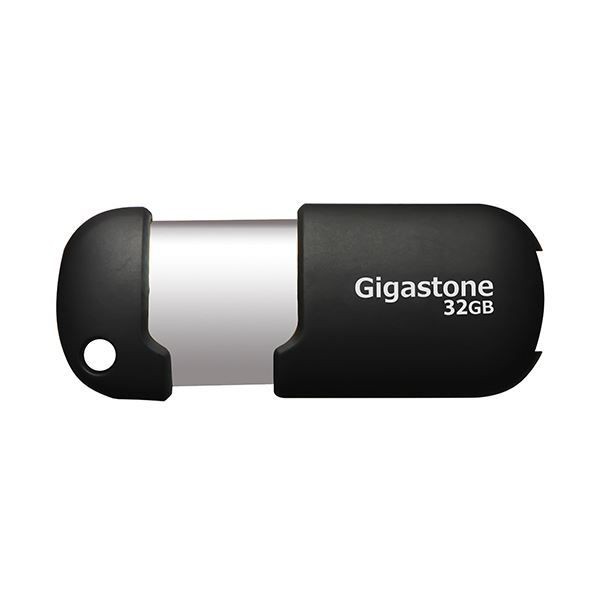 （まとめ） GigastoneUSB2.0フラッシュメモリ スライド式 32GB ブラック／シルバー GJU232GSLJ 1個 〔×5セット〕