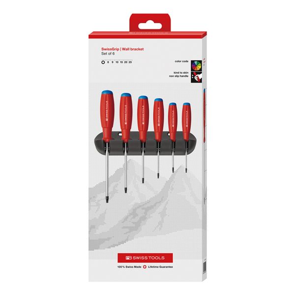 PB SWISS TOOLS ピービースイスツールズ 6本組 スイスグリップ ヘクスローブドライバーセット ホルダー付 ペーパーボックス入 8440.CBB 【北海道・沖縄・離島配送不可】