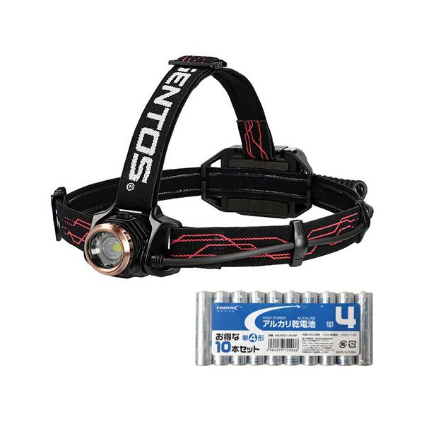 GENTOS ハイエンドモデル Gシリーズ センサー搭載充電式ヘッドライト + アルカリ乾電池 単4形10本 GH-109RG+HDLR03/1.5V10Pの通販は 14,708円