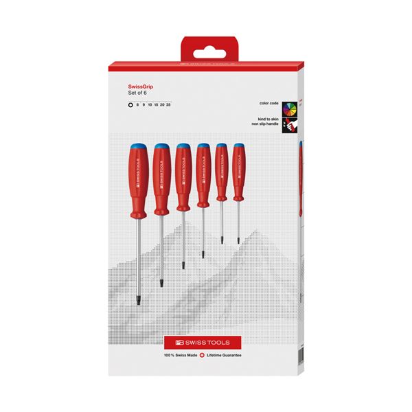 PB SWISS TOOLS ピービースイスツールズ 6本組 スイスグリップ ヘクスドライバーセット ペーパーボックス入 8460.CBB 【北海道・沖縄・離島配送不可】