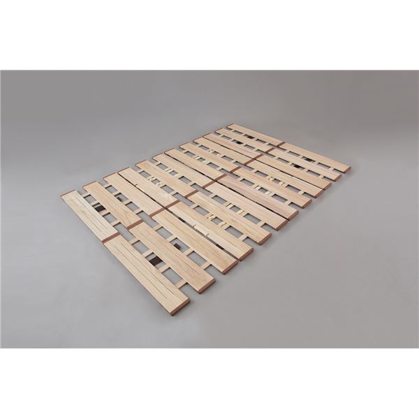 幅広 すのこベッド 4つ折れ式 セミダブル 約幅120×奥行200×高さ1.8cm(60cm幅2枚組) 薄型 軽量 完成品 〔布団別売り〕 【北海道・沖縄・離島配送不可】_2